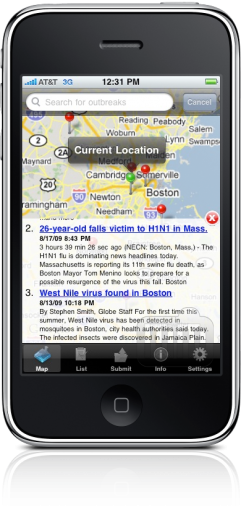 Outbreaks Near Me no iPhone