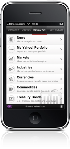 Yahoo! Finance no iPhone