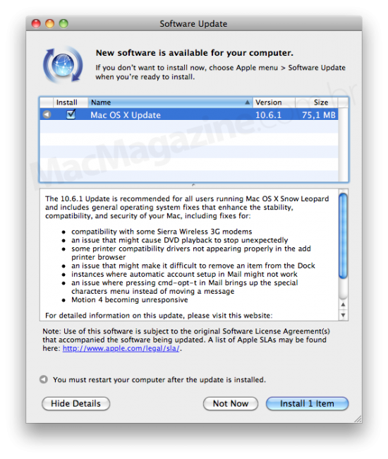 Mac OS X 10.6.1 no SU