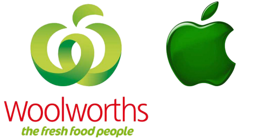 Marcas da Woolworths e da Apple