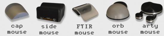 Protótipos de mouses da Microsoft