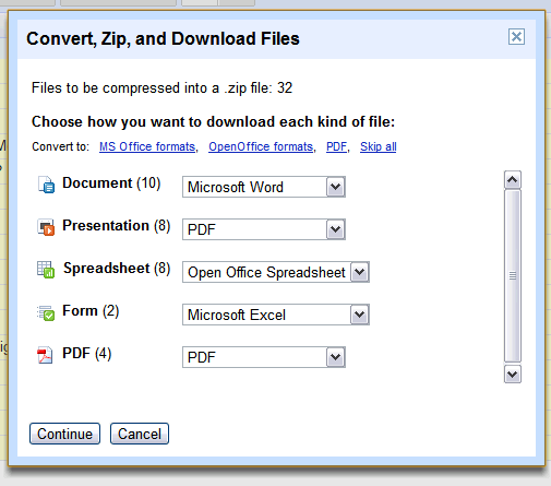 Google Docs - Convert, Zip, and Download