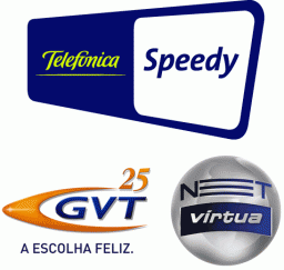 Logos do Speedy, GVT e NET Vírtua