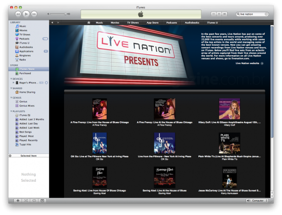 Live Nation na iTunes Store