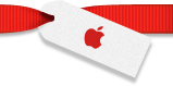 Logo da Apple na faixa vermelha