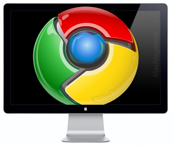 Ícone do Google Chrome para Mac saindo de LED Cinema Display