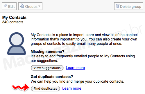Mesclagem automática de contatos no Gmail