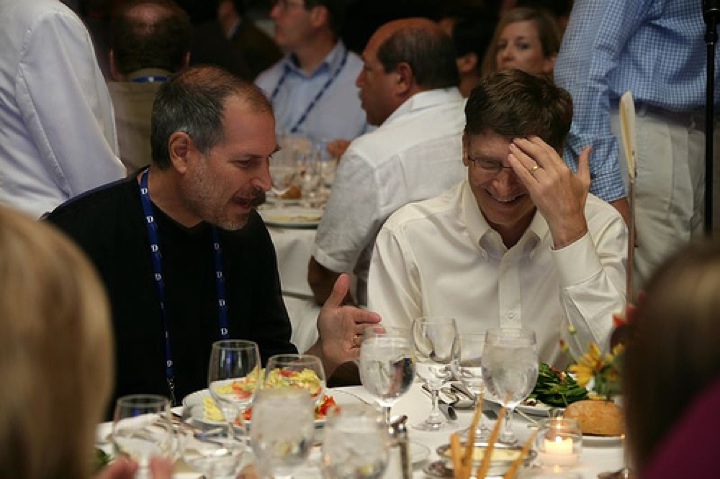 Steve Jobs e Bill Gates em jantar