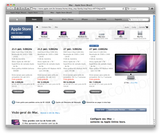 iMacs na Apple Online Store Brasil