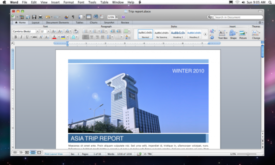 Interface "Ribbon" no Microsoft Office 2011 para Mac