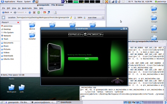 GreenPois0n rodando no Linux