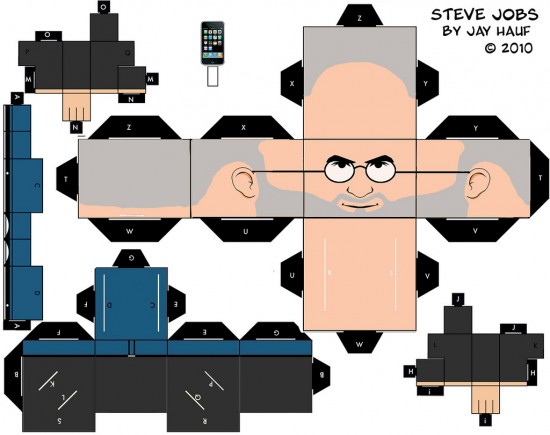Steve Jobs quadradão em papercraft