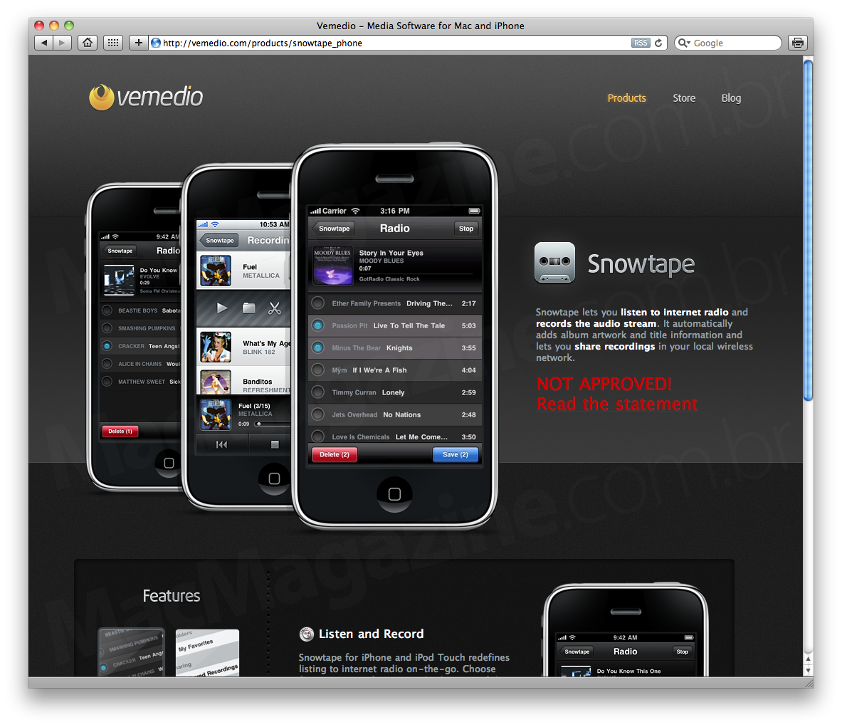 Snowtape para iPhone rejeitado pela Apple