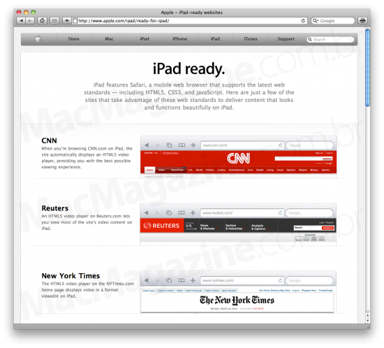 Sites iPad-ready, by Apple