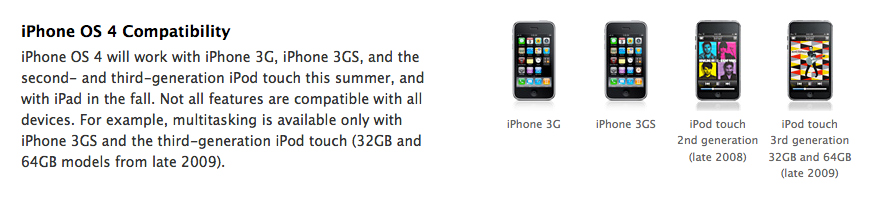 Compatibilidade do iPhone OS 4.0