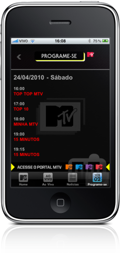 MTV Ao Vivo no iPhone