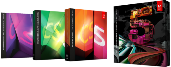 Caixas da Adobe Creative Suite 5