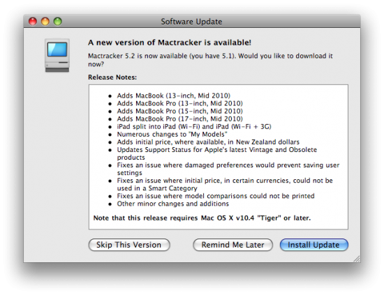Mactracker 5.2 já disponível
