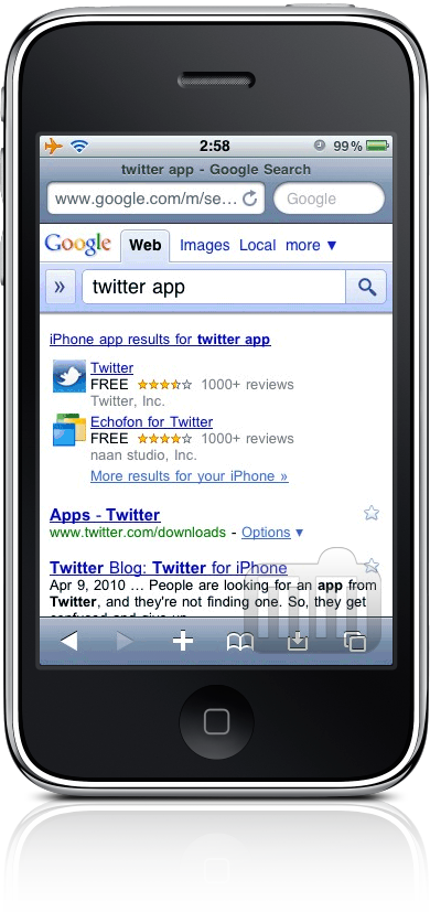 Apps em buscas mobile do Google