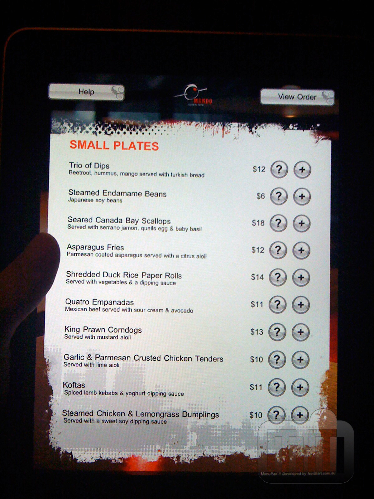 iPad como cardápio em restaurante australiano