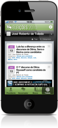  Eleições 2010 – Estadão.com.br no iPhone