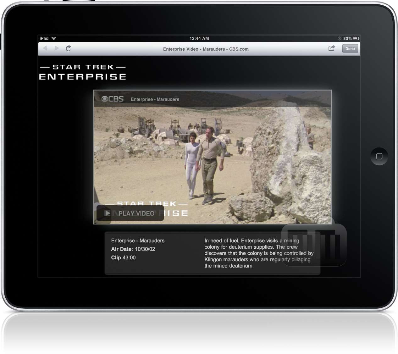 "Star Trek" em HTML5 da CBS no iPad