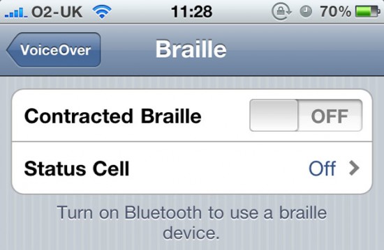 Display Braille conectado ao iPhone 4