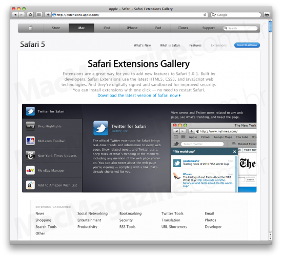 Safari Extensions Gallery