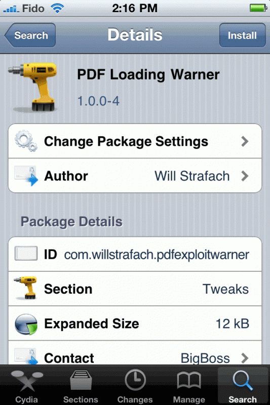 PDF Loading Warner no Cydia