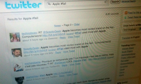 Apple #fail no Twitter