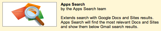 Apps Search no Gmail Labs