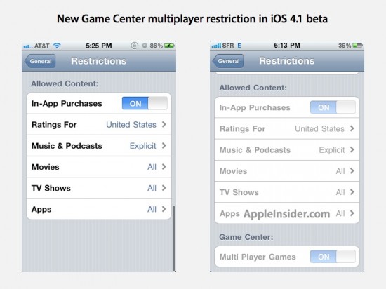 Restrição multiplayer do Game Center no iOS 4.1