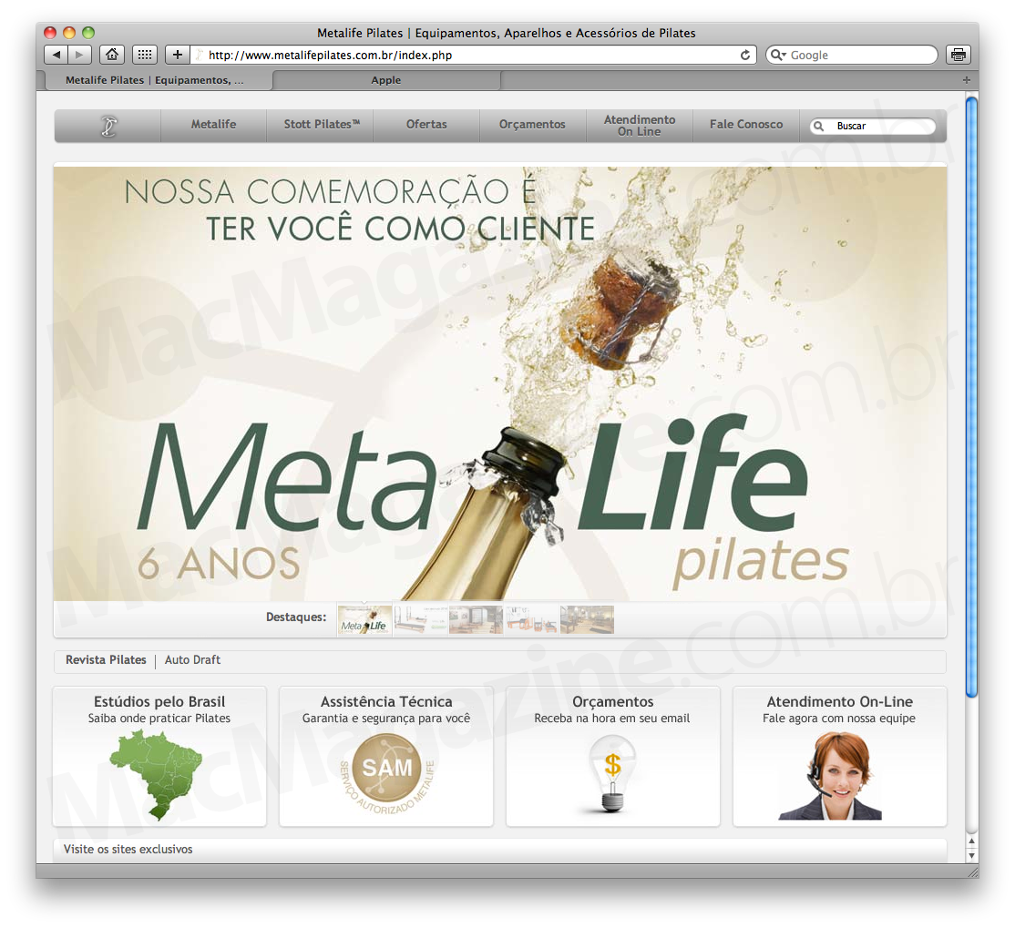 Site do Metalife Pilates