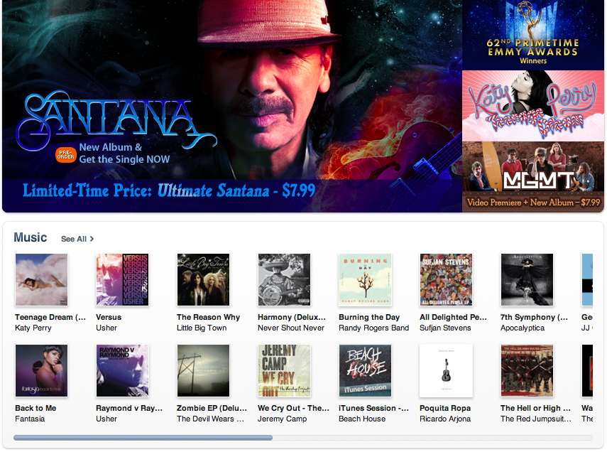 iTunes Store, página principal
