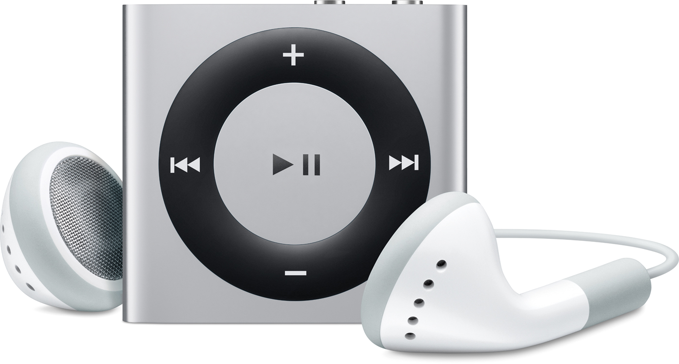 iPod shuffle prata, de frente