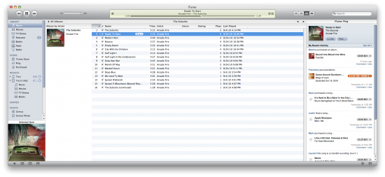 Barra lateral do Ping - iTunes 10.0.1