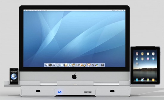 Dock de iMac com iPhone e iPad