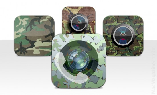 Ícones de apps de espionagem com câmera
