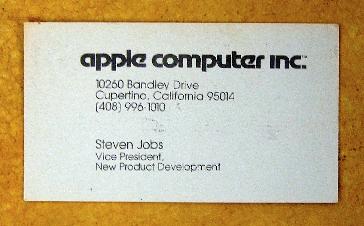 Cartão de visitas de Steve Jobs em 1979