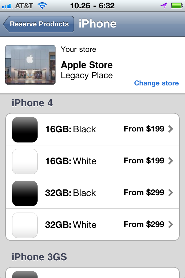 iPhone 4 branco no app Apple Store