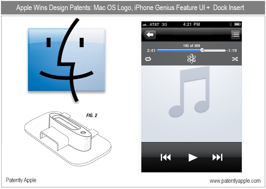 Patentes de design do ícone do Finder, Genius no iOS e dock