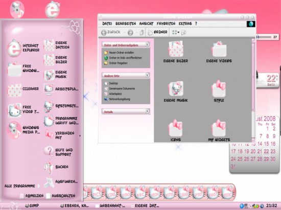 Windows XP com tema Hello Kitty