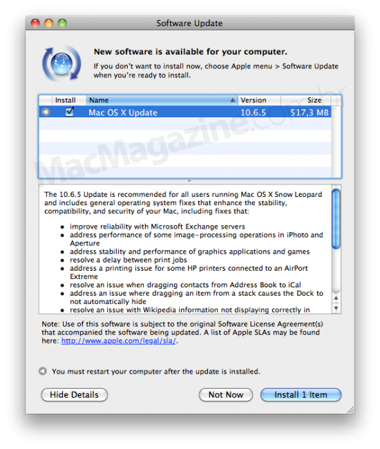 Mac OS X 10.6.5 no SU