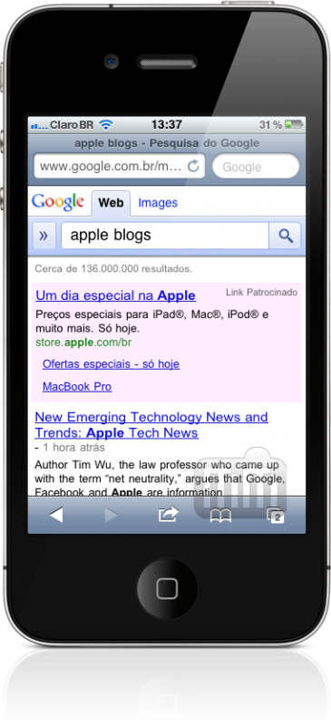 Anúncio de desconto em iPad da Apple Brasil