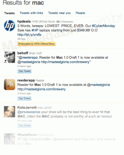 Tweets da HP patrocinados com hashtags da Apple