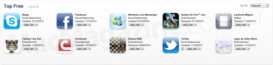Apps mais populares no Brasil em 2010