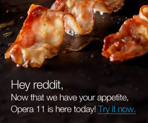 Propaganda do Opera 11 com bacon