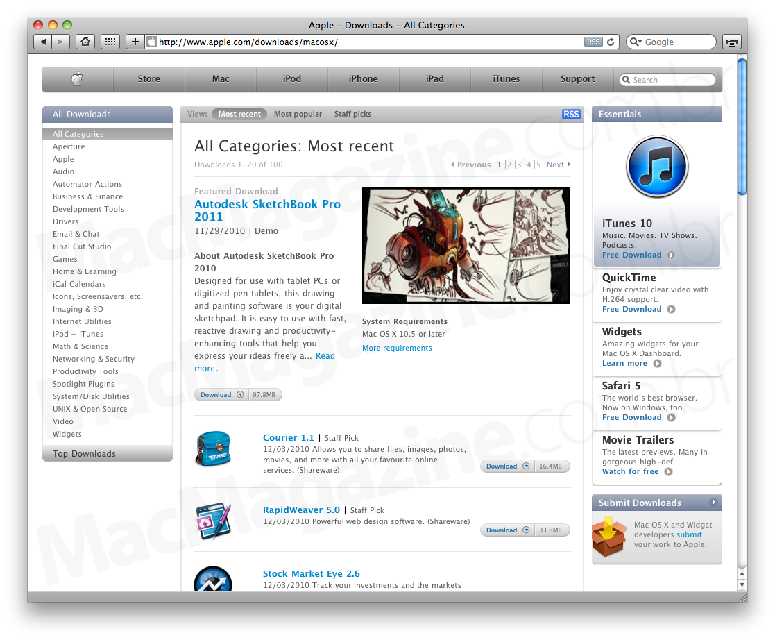 Downloads para Mac OS X no Apple.com