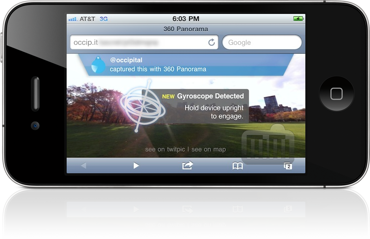 Panorama de realidade aumentada com gyro no iPhone