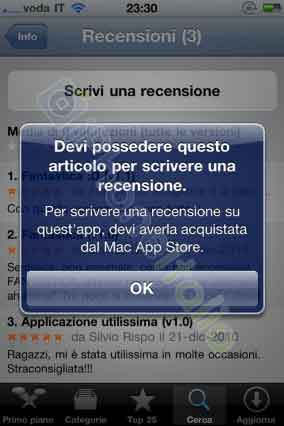 Alerta do iOS sobre a Mac App Store